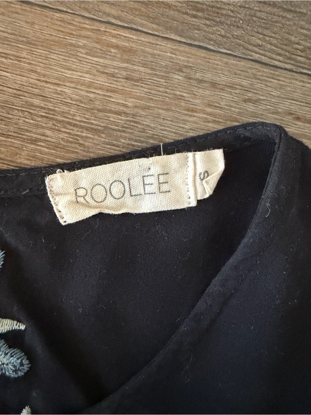 Women’s Roolee Black Babydoll Floral Embroidered Boho Spring Top Size Small - Picture 3 of 9